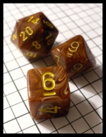 Dice : Dice - Dice Sets - Chessex Brown Swirl with Yellow Numerals incomplete - Ebay June 2010